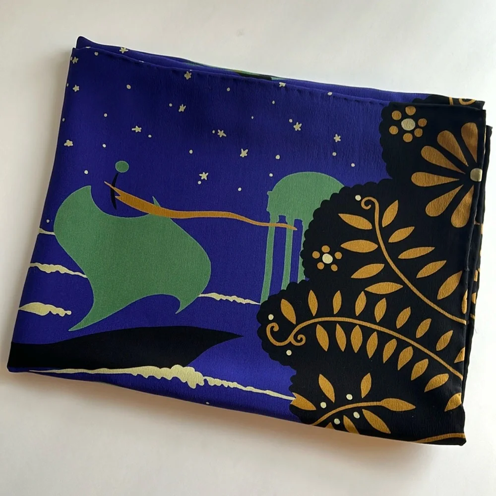 Scarf in a Artful Starry Nighttime Water Lily Design